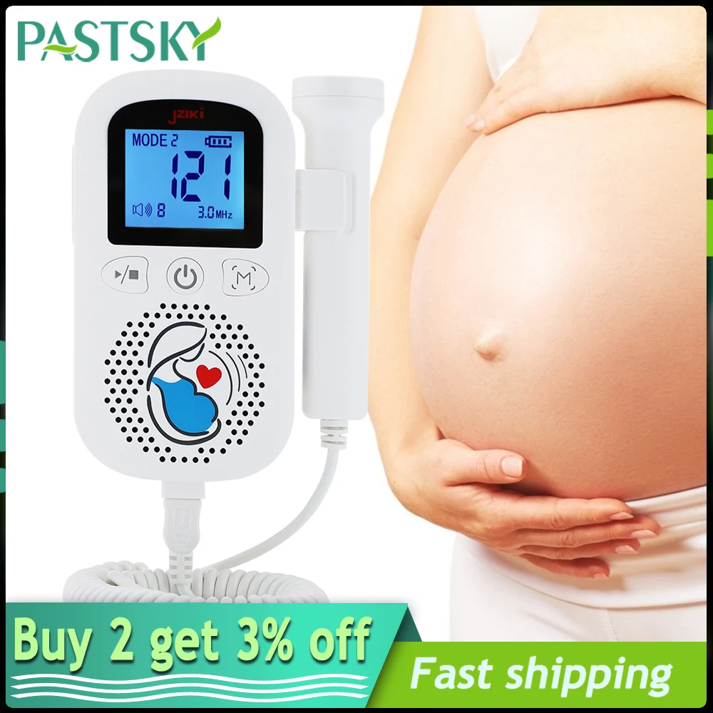 

3MHz Doppler Fetal Heart Rate Monitor Ultrasound Pregnancy Baby Monitor Portable Household Fetus Sound Fetus Heartbeat Detector