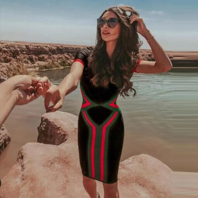 Женское мини платье с коротким рукавом и круглым вырезом в стиле пэчворк|Женские