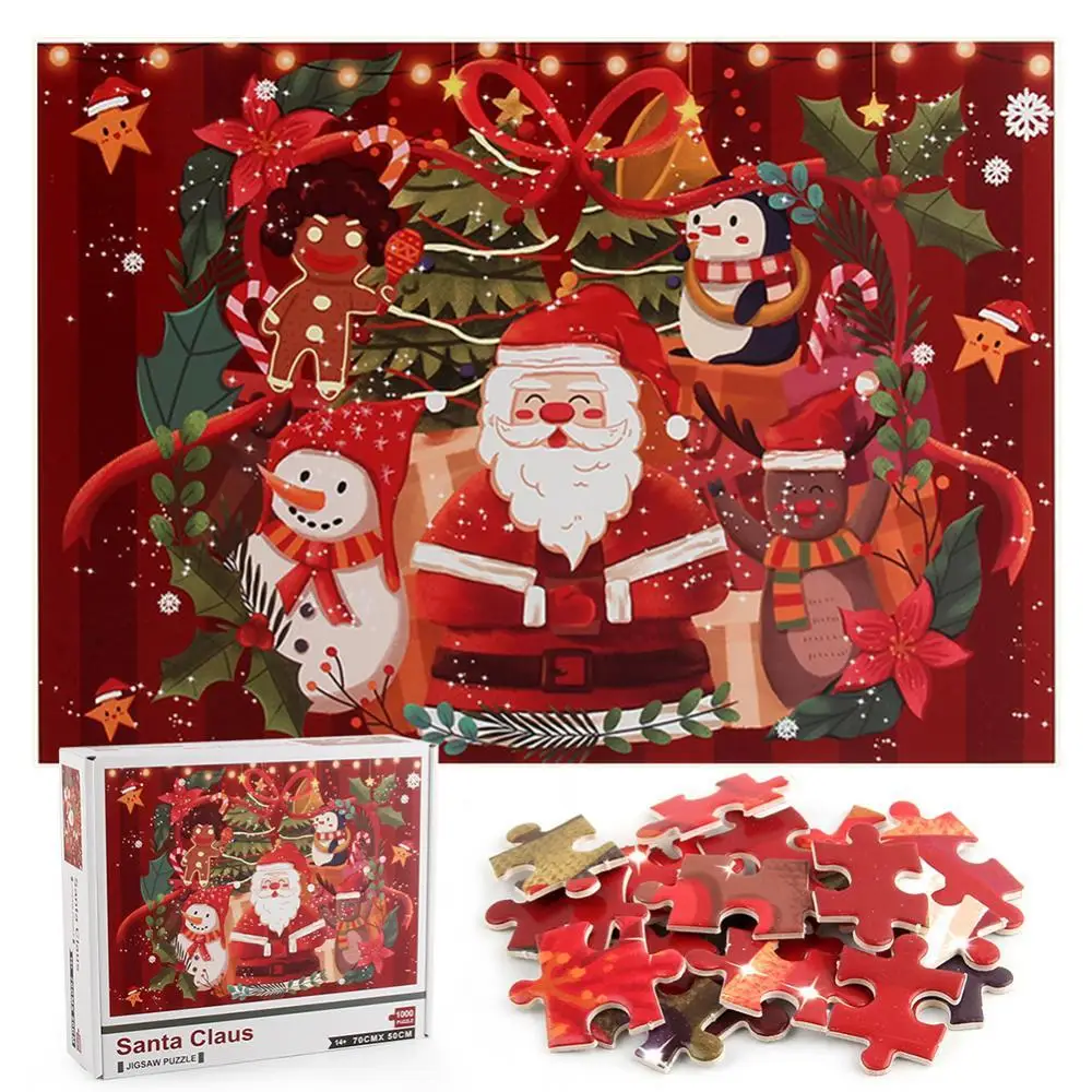 

1000Pcs Santa Pattern Jigsaw Puzzle Christmas Gift Self Assembly for Kids Games