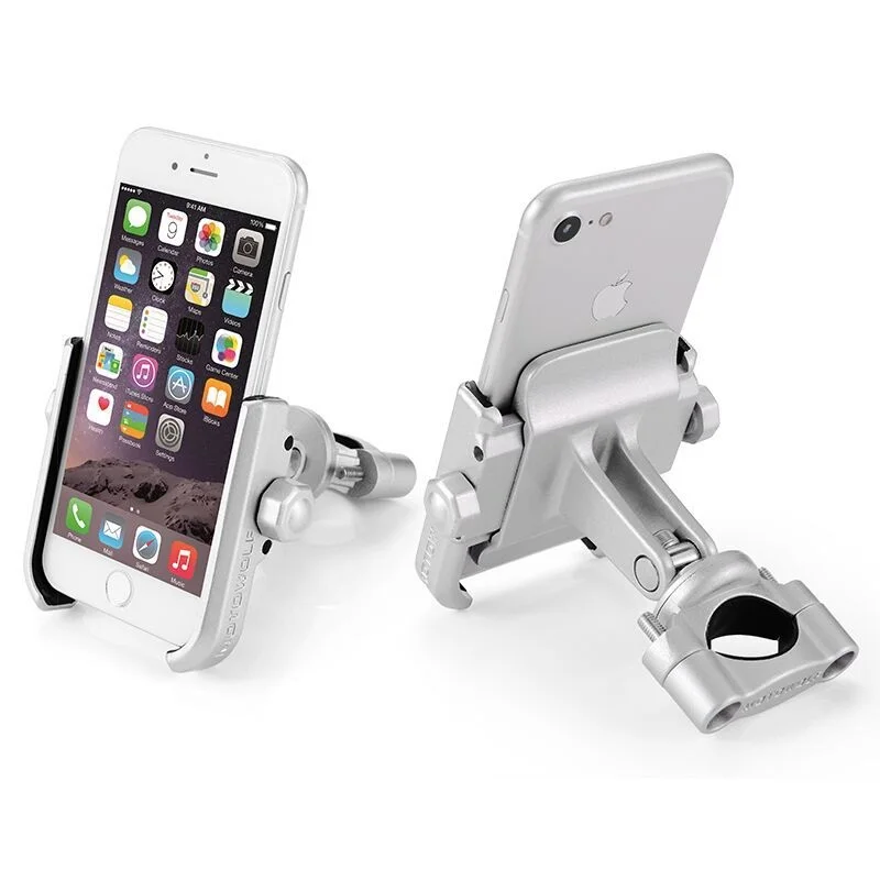 Silver Универсальный держатель для телефона из алюминиевого сплава для iphone 8 7 6s, держатель для телефона и мотоцикла с gps, держатель для руля велосипеда - Цвет: Silver