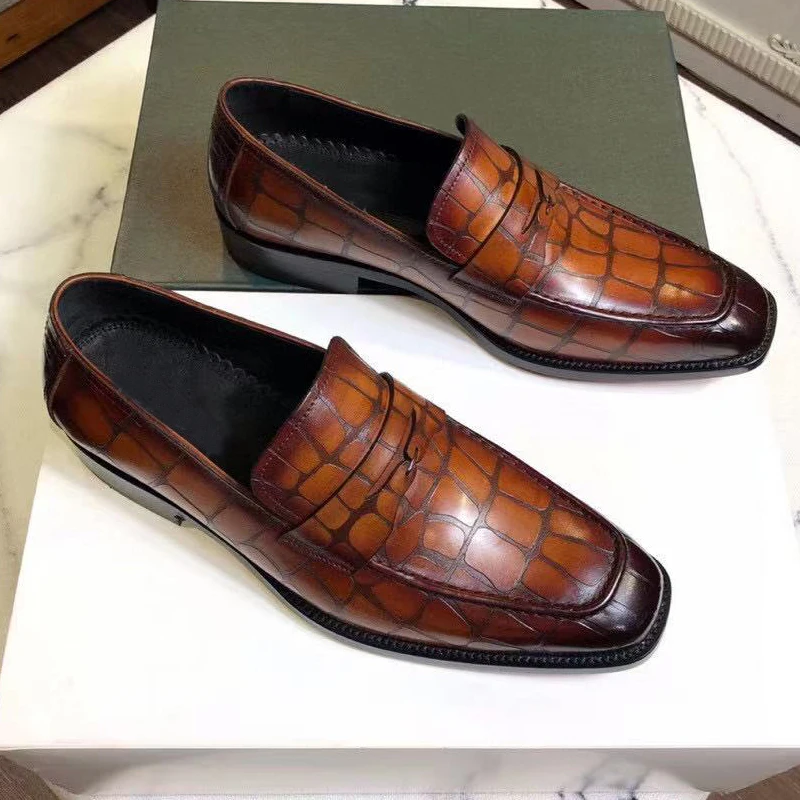 

Мужские дизайнерские брендовые Мокасины без застежки, яркие праздничные туфли ручной работы из натуральной кожи, мужская обувь ручной рабо...