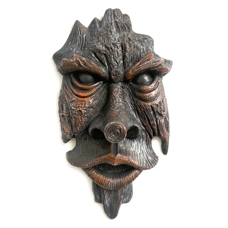 

P15C Artificial Face Shape Tree Pendant Decoration Garden Statue Ornament Courtyard Sculpture Decoration Gardening Outdoor Decor