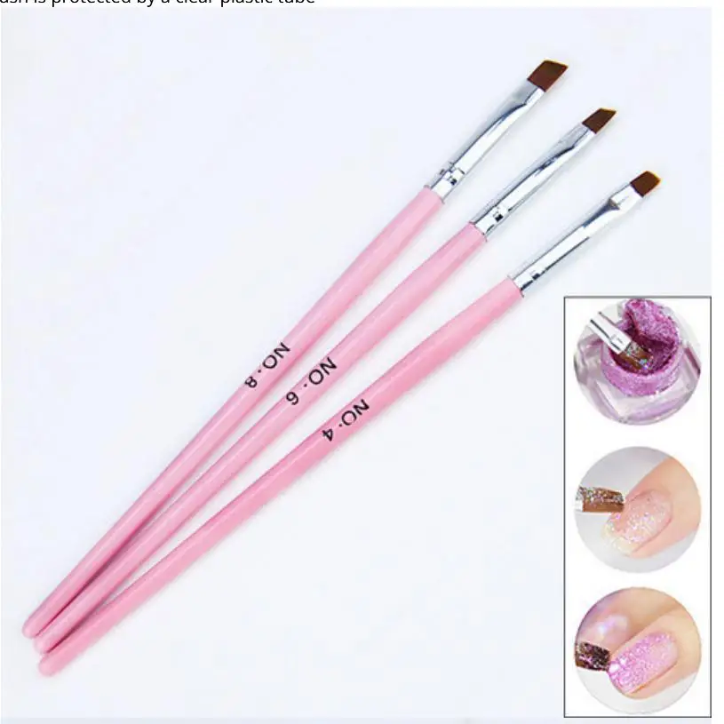 

3Pcs Pink Row Dotting Dot Builder Flat Painting Crystal Carving Gel Nail Art Acrylic Polish Tips Pen Brush Manicure Tools T0293