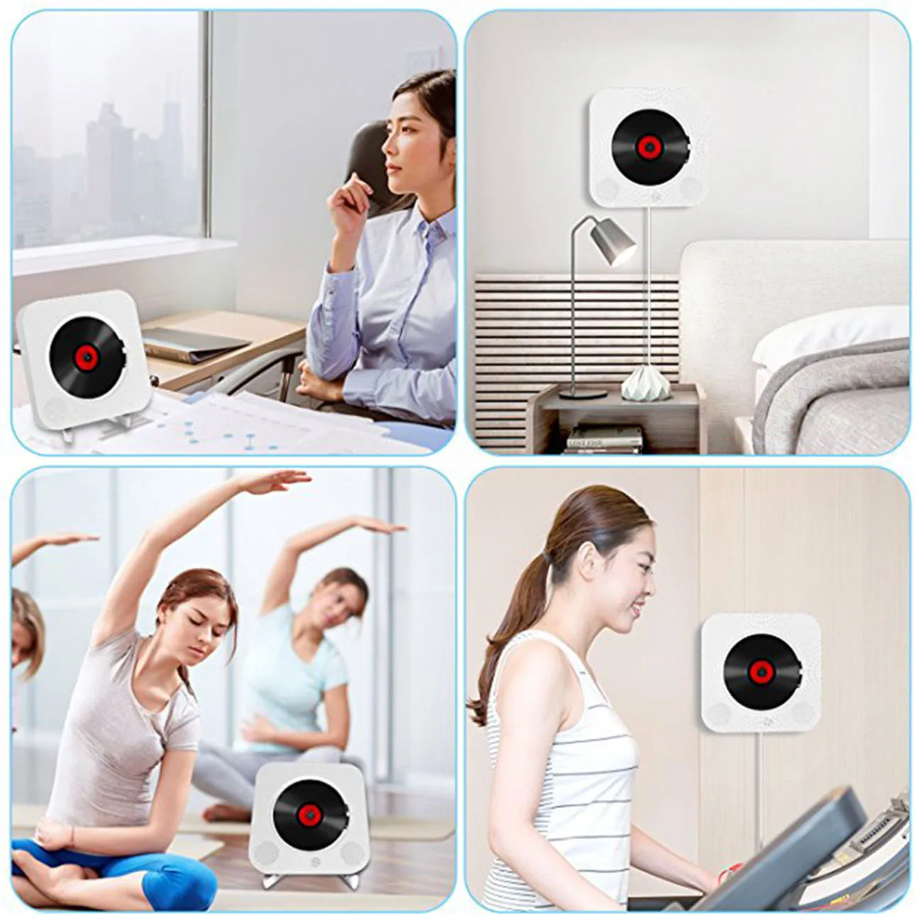 

Wall Mounted CD Player Surround Sound FM Radio Bluetooth USB MP3 Disk Portable Music Player Remote Control Stereo Speaker Home