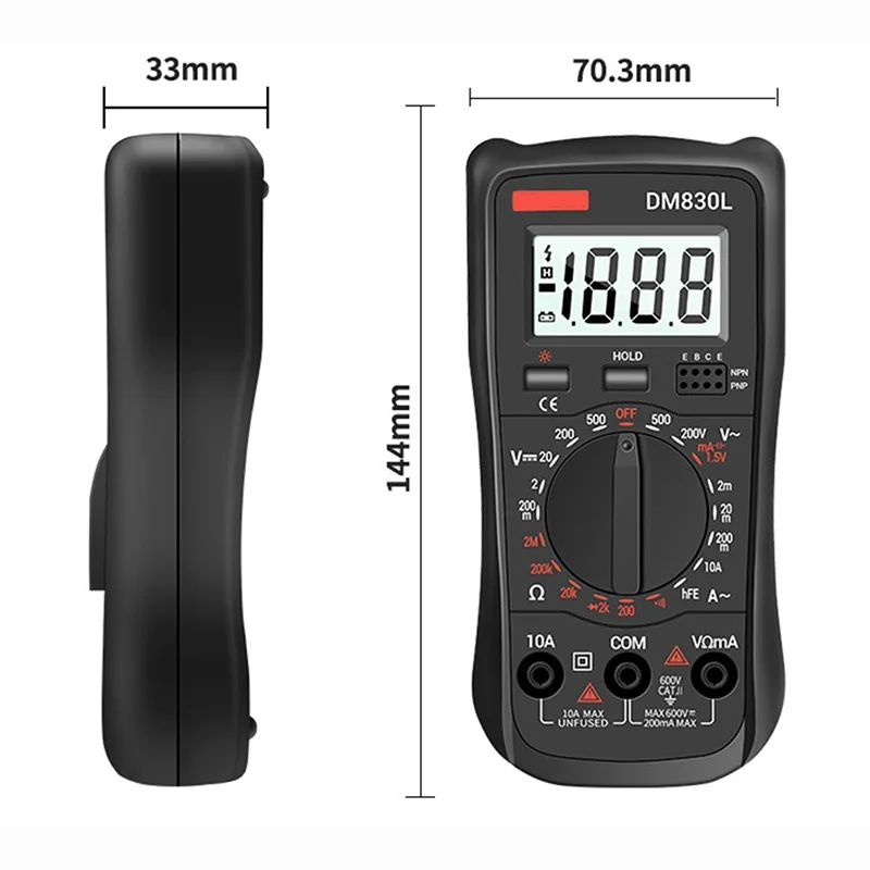 Цифровой мультиметр DM830L тестеры 1999 отсчетов электрический транзистор емкость