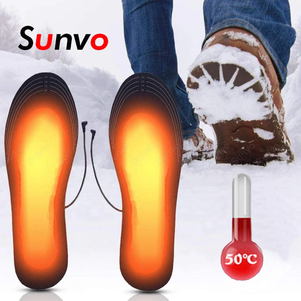 

Sunvo USB Heated Insoles for Men Shoes Women Winter Outdoor Sports Inner Soles Feet Warm Electric Heating Thermal Shoe Pads