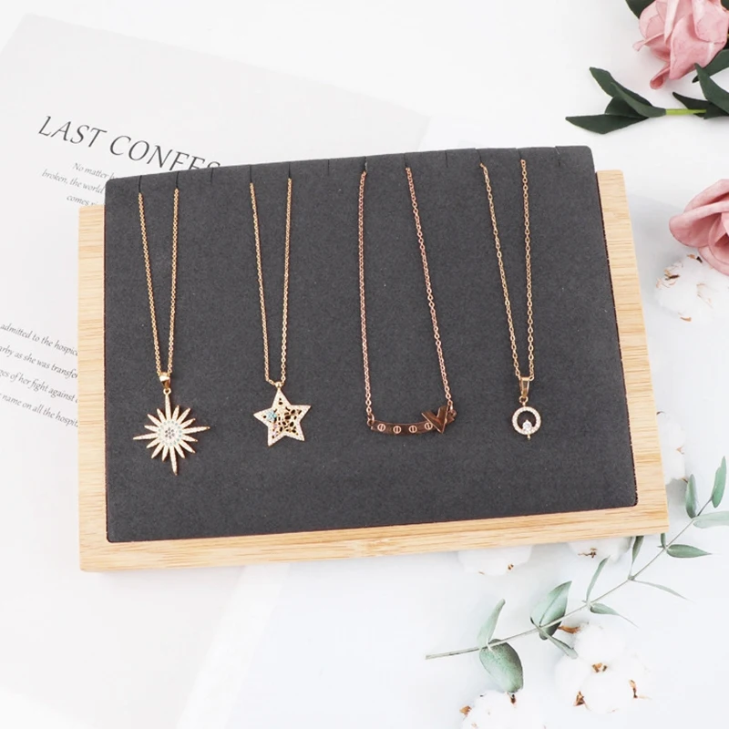 

Бамбуковый органайзер для ювелирных изделий, модная подставка для демонстрации браслетов, цепочек, ожерелий, держатель для ювелирных издел...