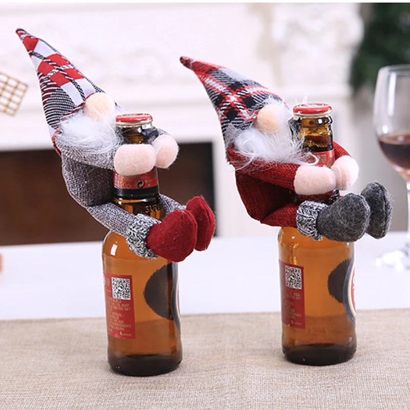 2 шт рождественские красные чехлы для винных бутылок Санта-Клаус обнимающий