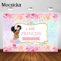 mocsicka unicorn princess baby shower backdrop for african american girls party decoration pink flower party photo background