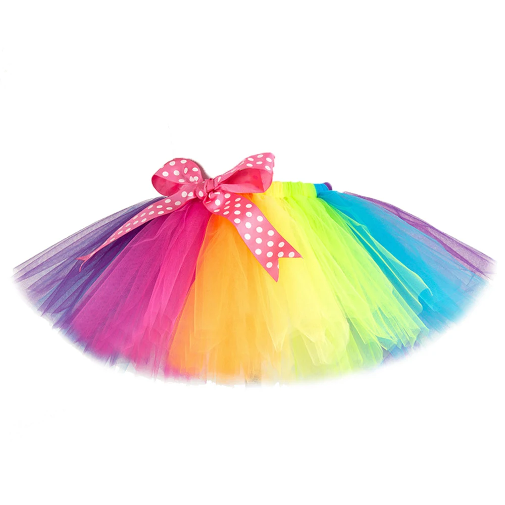 

Радужная юбка-пачка для девочек, танцевальная юбка принцессы, детские пушистые юбки из тюля для дня рождения, костюм для маленьких девочек