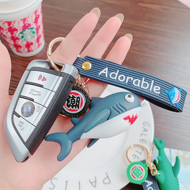 

Creative Cartoon Shark Whale Keychain Couple Car Key Chain Backpack Hanging Gift Boyfriend Men Key Holder Christmas Gift New Hot