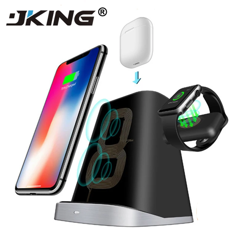 3 в 1 Qi Беспроводной Зарядное устройство Pad для Airpod for Apple Watch 2/3/4 Быстрая зарядка