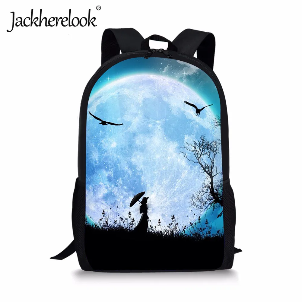 Jackhereluk 2019 крутые школьные сумки с принтом Волка Луны для мальчиков и девочек