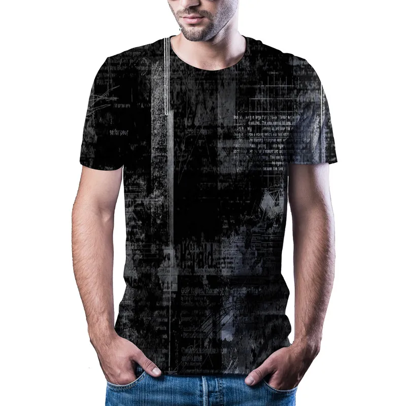 2020 Hot black and white sketch natural sports summer 3D printing latest fashion T-shirt tops men / boy casual T-shirts | Мужская одежда
