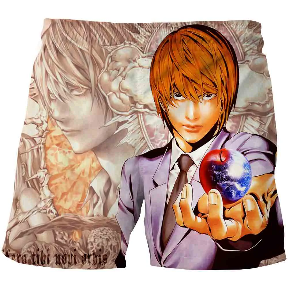 

Anime Style Short Trunks Men's Trendy Death Note 3D Printed Harajuku Beach Shorts Sports Streetwear Swimwear Pants Male Casual