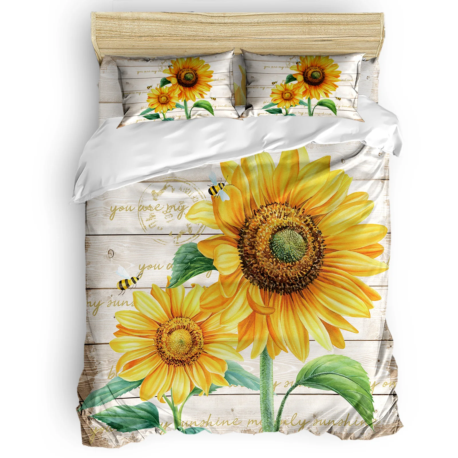 

Farm Flower Sunflower Bee Luxury Duvet Cover Sets Fashion Bedding Set Home Decoration Bed King Size Comforter Set