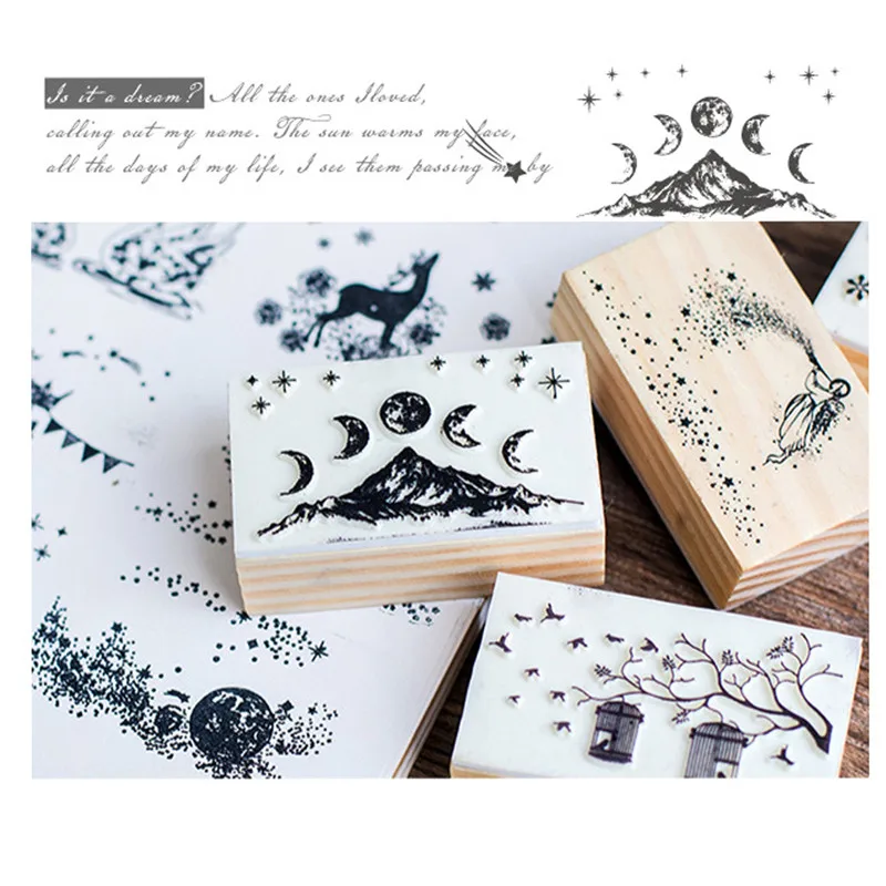 

Ornate Chapters Series Boxes Wood Stamp Scrapbook DIY Photo Album Card Decoration Craft Wooden Rubber Stamp Toy
