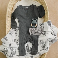 infant baby summer clothes set body rompers clothing cotton baby hair band teether newborn summer clothing long sleeve 80cm