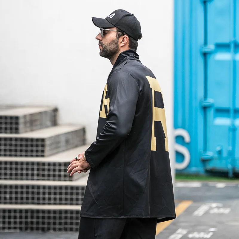 

Plus size men's clothing autumn/winter fat men's plus size cardigan with personalized letters mid-length top