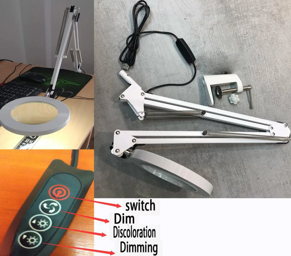 USB 3X скамья тиски стол Зажимная Лупа светодиодный свет гибкие настольная лампа