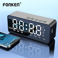 fonken wireless bluetooth speaker box time alram clock temperature tf card music portable music fm radio receiver computer phone