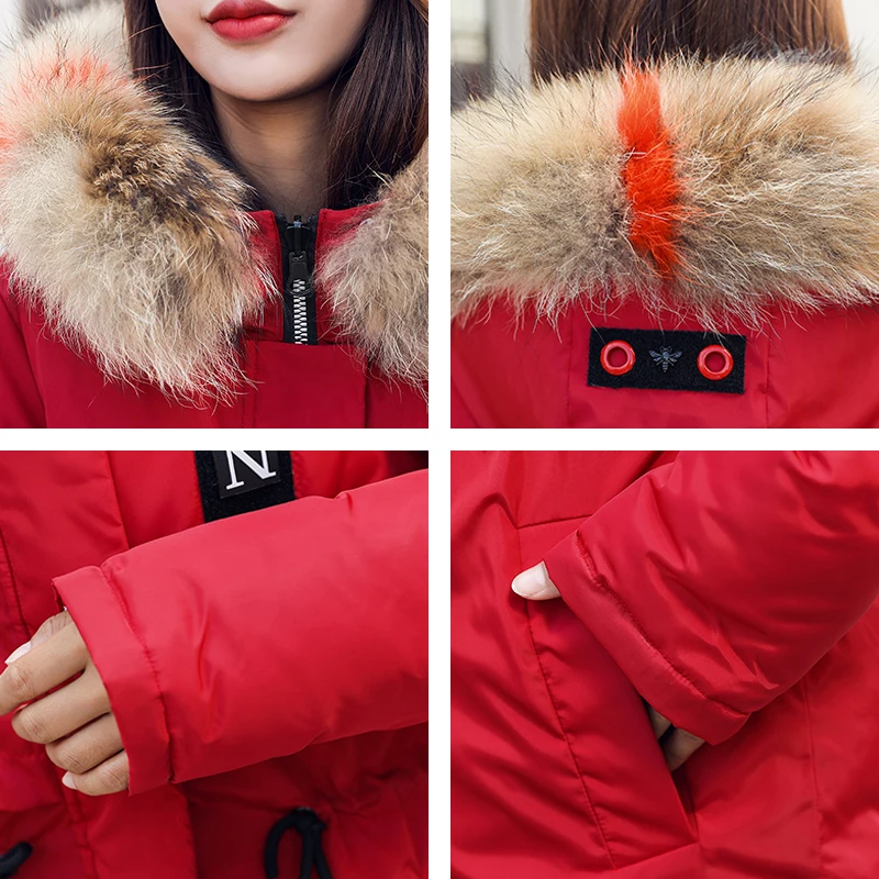 

Both Two Sides Can Wear Winter Long Jacket For Women Thick Hooded With Fur Collar Slim Female Parkas Winter Plus Size Thick Coat