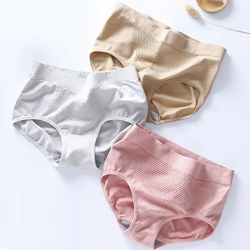 

Женские Бесшовные однотонные трусики до середины талии из хлопка