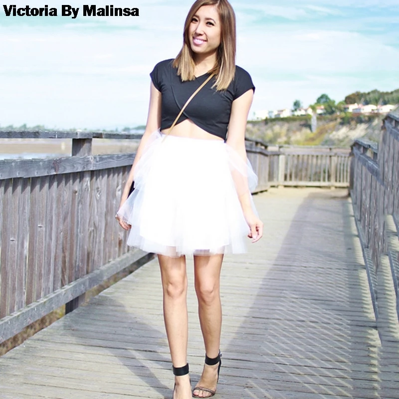 Женская белая Тюлевая юбка сексуальные женские юбки бальное платье скрытая