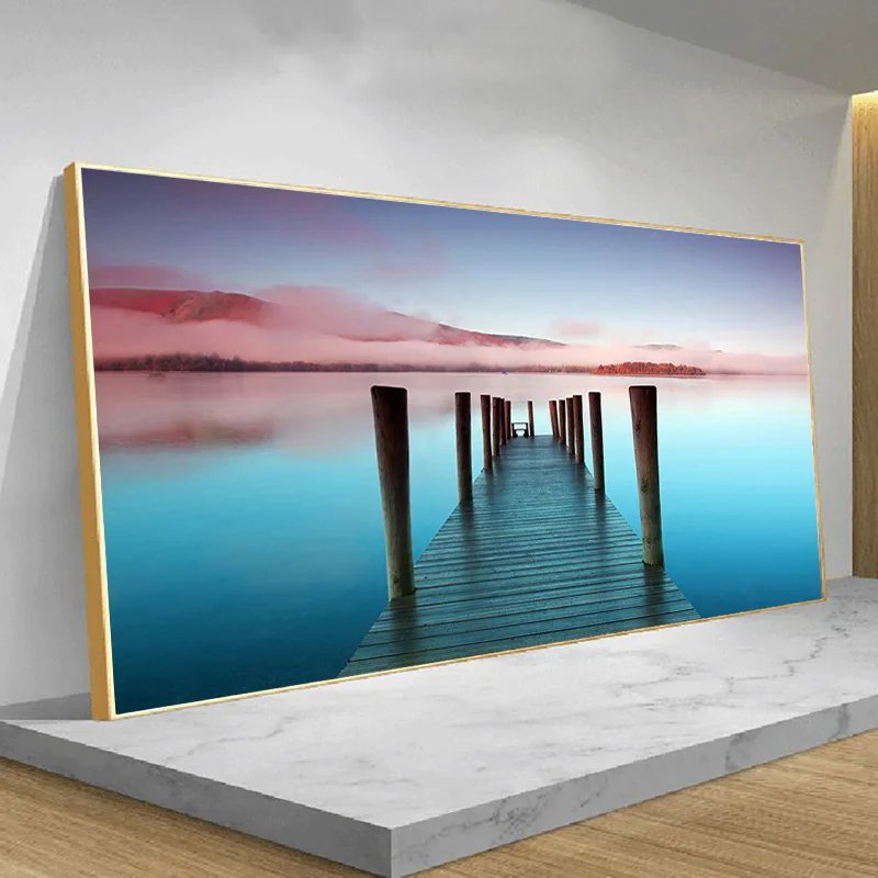 

Sunset Bridge Scenery Landscape Wall Art Canvas Cuadros Posters and Prints Seascape Modern Wall Art Picture for Living Room