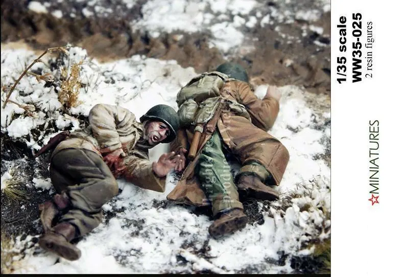1:35 масштаб WWII США два солдата раненные на поле битвы под названием mesic Scene