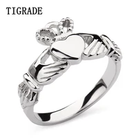 hand heart crown claddagh silver ring women polished wedding band 925 sterling silver jewelry engagement rings female size 4 11