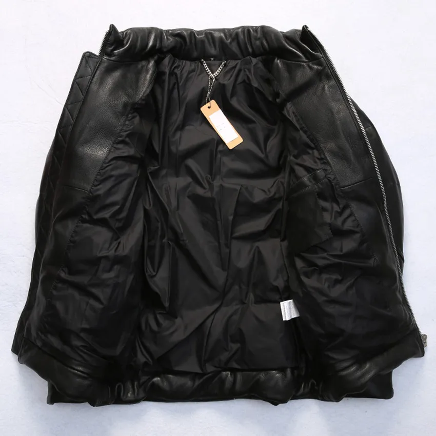 Белая утка Мужская Черная Толстая дубленка 2020 Повседневная настоящая пуховая