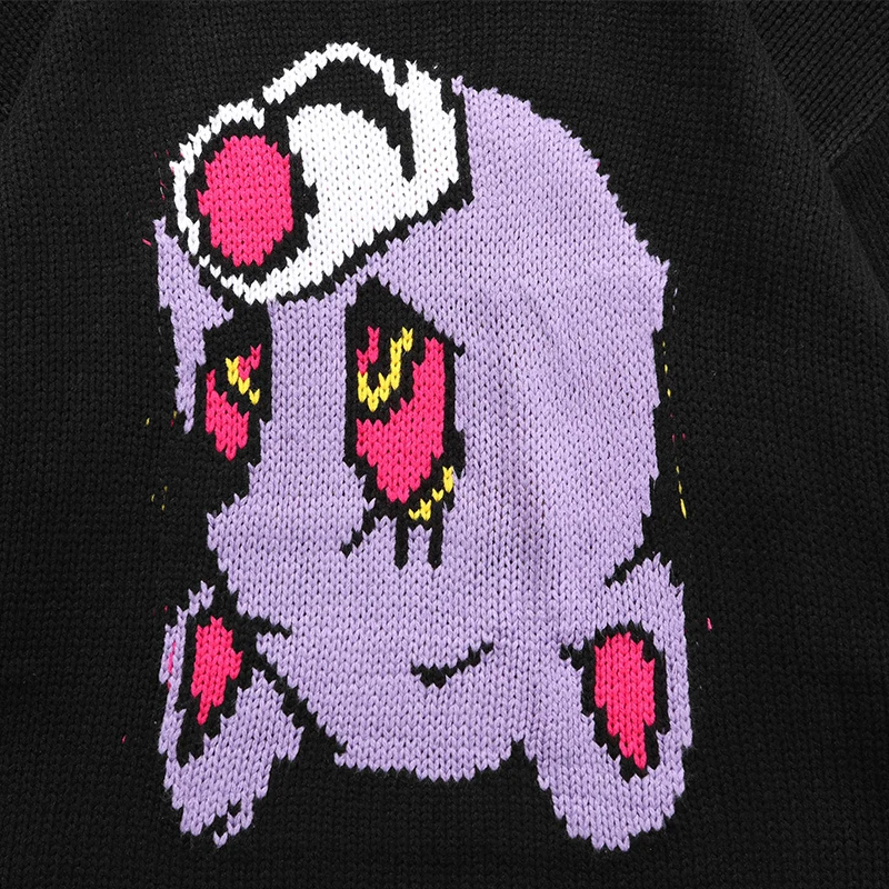 

Aolamegs Sweater Men Hit Color Cartoon Animal Knitted Streetwear Winter Harajuku Oversized Hip Hop High Street Pullover Couple