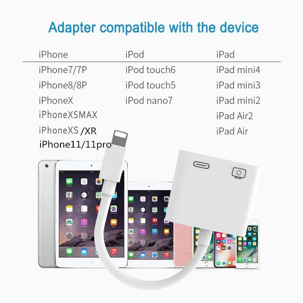Адаптер OTG USB для Lightning конвертер MIDI фортепианная клавиатура адаптер камеры iPhone 12