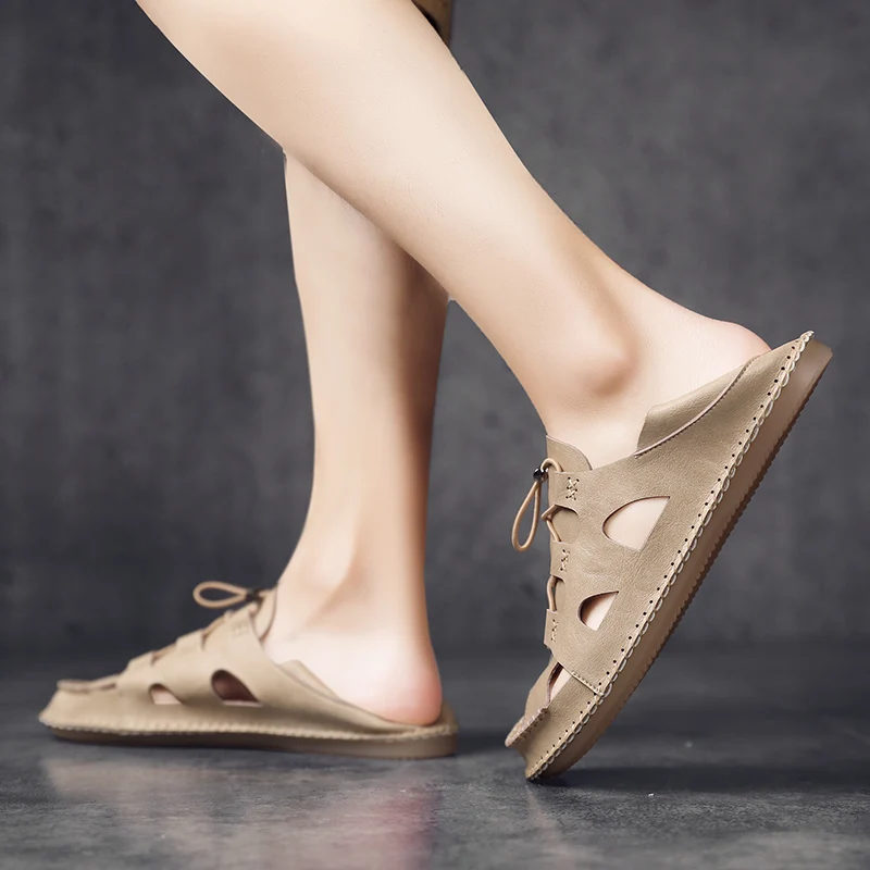 

Beach Sandals Men Summer Sandals Men Hollow Mens Sandles Leather Sandale Homme Cuir V Ritable Outdoor Sandel For Slipper Women