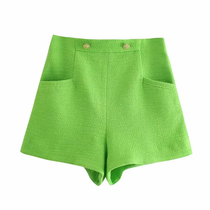 

Za-trajes de 2 piezas para mujer, traje sencillo de fruta verde para oficina, trajes ajustados informales chic, traje corto para