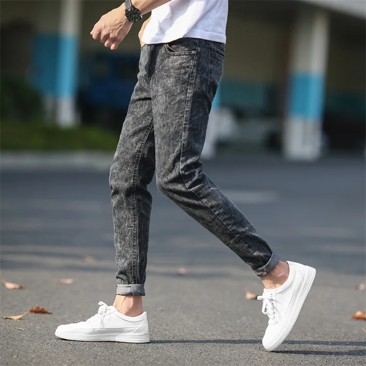 2019 CHOLYL Men's Skinny Jeans Gray Denim New Fashion Men Pencil Pants Slim Long | Мужская одежда