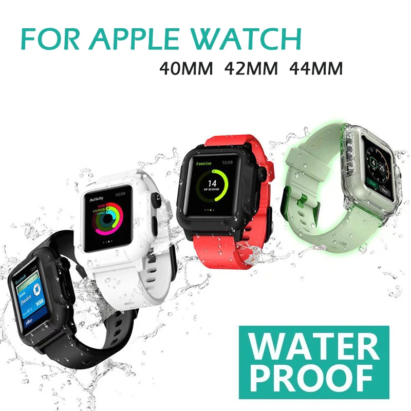 Водонепроницаемый чехол для Apple Watch band 4 iwatch band 42 мм силиконовый ремешок 44 мм 40 мм pulseira браслет умные часы аксессуары петля