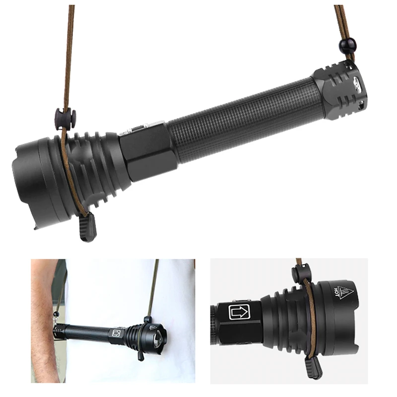 XHP90 мощные аккумуляторные светодиодный фонарик с индикатором батареи