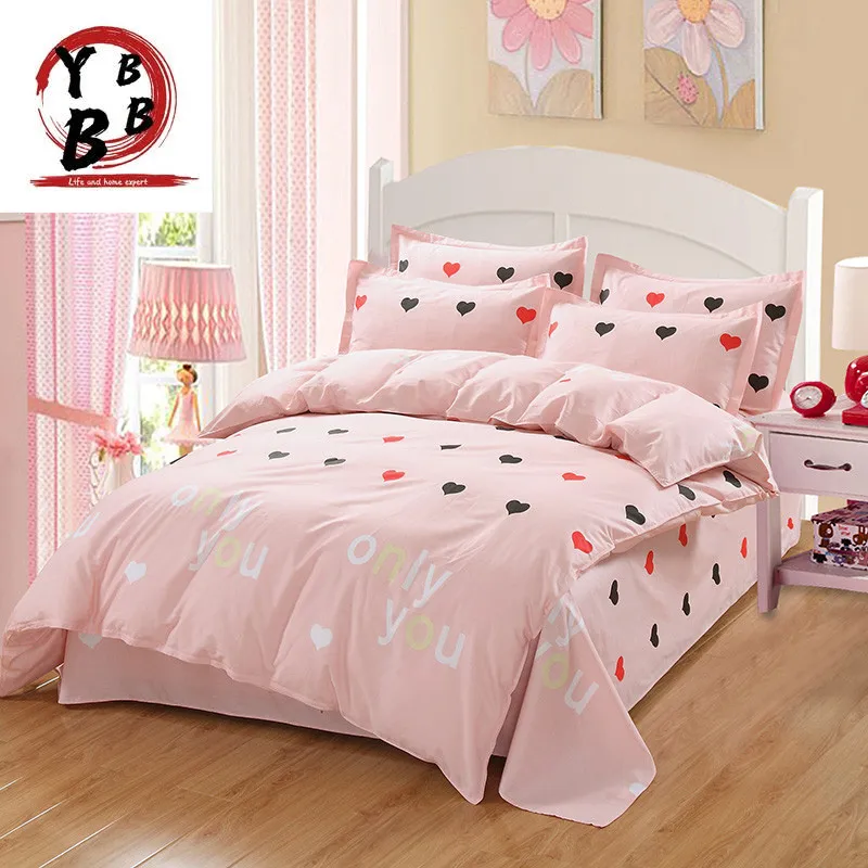 

Pink girl Home textiles Bedding set duvet cover quilt cover soft Comfortable bed sheet pillows case for kid girl 4pcs