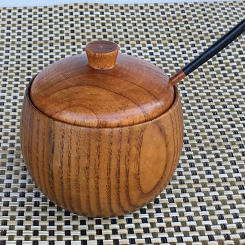 Плетеный абажур из натурального дерева солонка коробка для специй сахарница