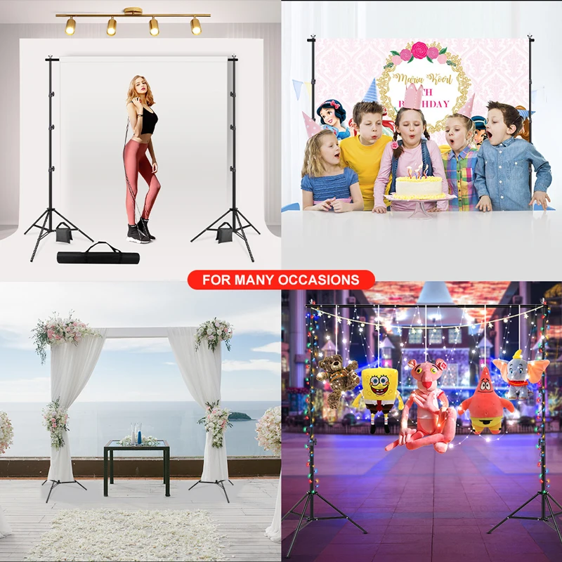 T-type/Square Photo Video Studio Backdrop Stand Adjustable Background Support System Kit For Party Wedding With Storage Bags images - 6