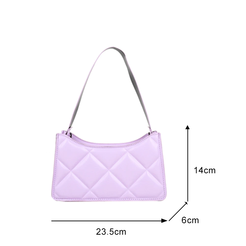 

New Women's Bag Solid Color PU Leather Lattice Pattern Shoulder Underarm Female Bag Casual Ladies Small Hobos Purse and Handbags