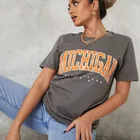 Женские винтажные футболки с буквенным принтом, летние топы с коротким рукавом и круглым вырезом, 2021