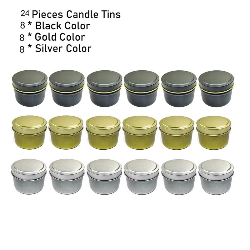 

Candle Tin 24Pcs 4Oz Candle Containers Candle Tin Jars Round Shape Candle Storage Box for DIY Candle Making Kit