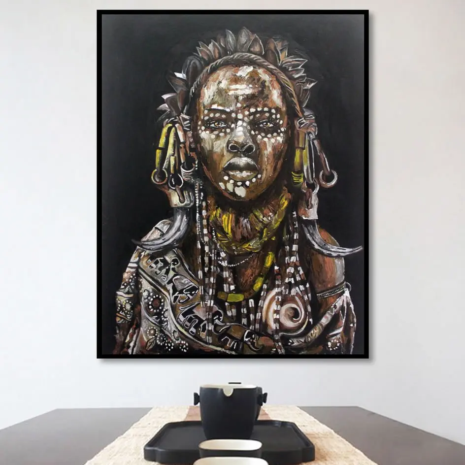 2019 Бестселлер черный картина маслом с изображением Африканской женщины на