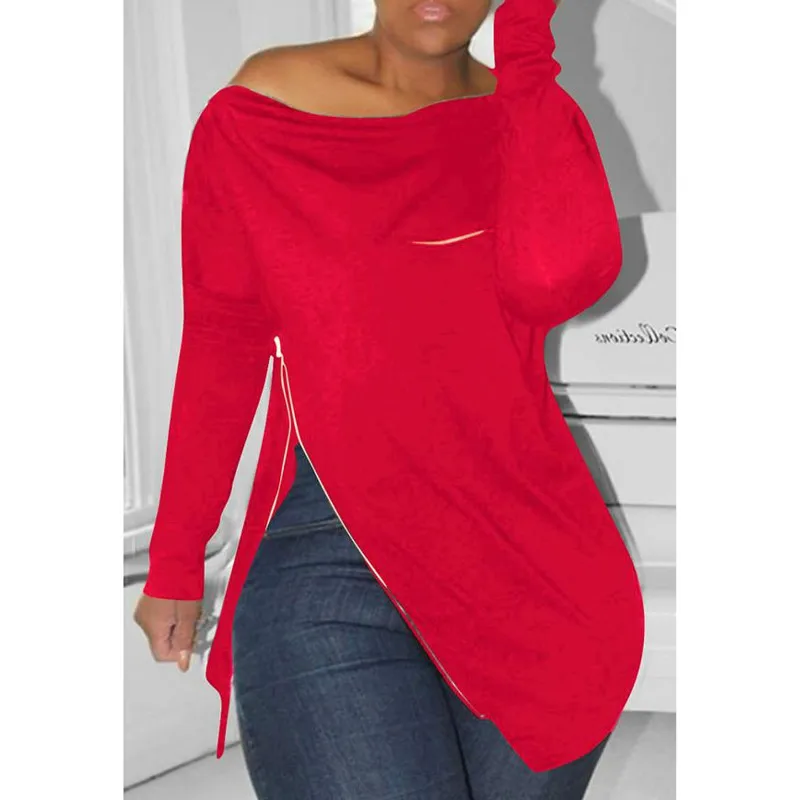 Женская Асимметричная Повседневная футболка на молнии через плечо по диагонали