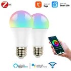 Светодиодная лампа Tuya Zigbee, умный дом, RGB-подсветка, Модуль Автоматизации умного дома, таймер, теплая белая лампочка, работа с Alexa Google Home