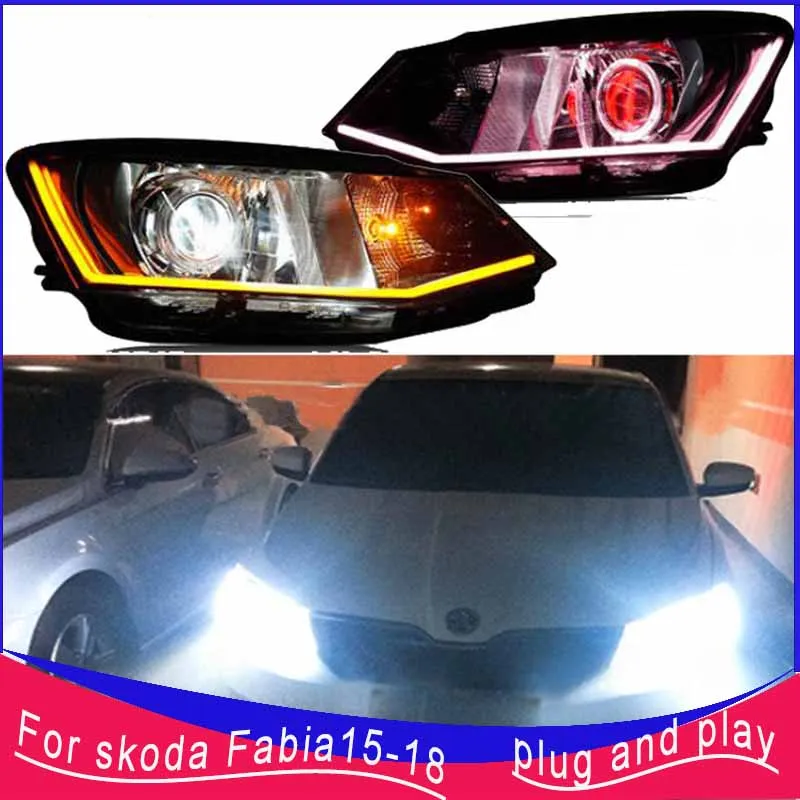 Автомобильный Стайлинг для skoda fabia фары 2015 2018 HID ксеноновая фара чехол Skoda Fabia