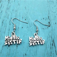 middle sister charm earringsvintage fashion jewelry women christmas birthday gifts accessories pendants zinc alloy